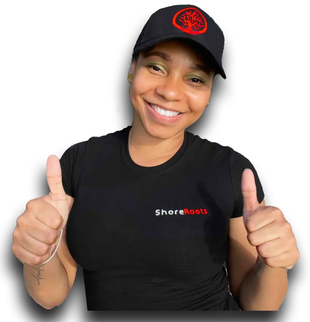 ShoreRoots team member smiling with two thumbs up for sea moss faq